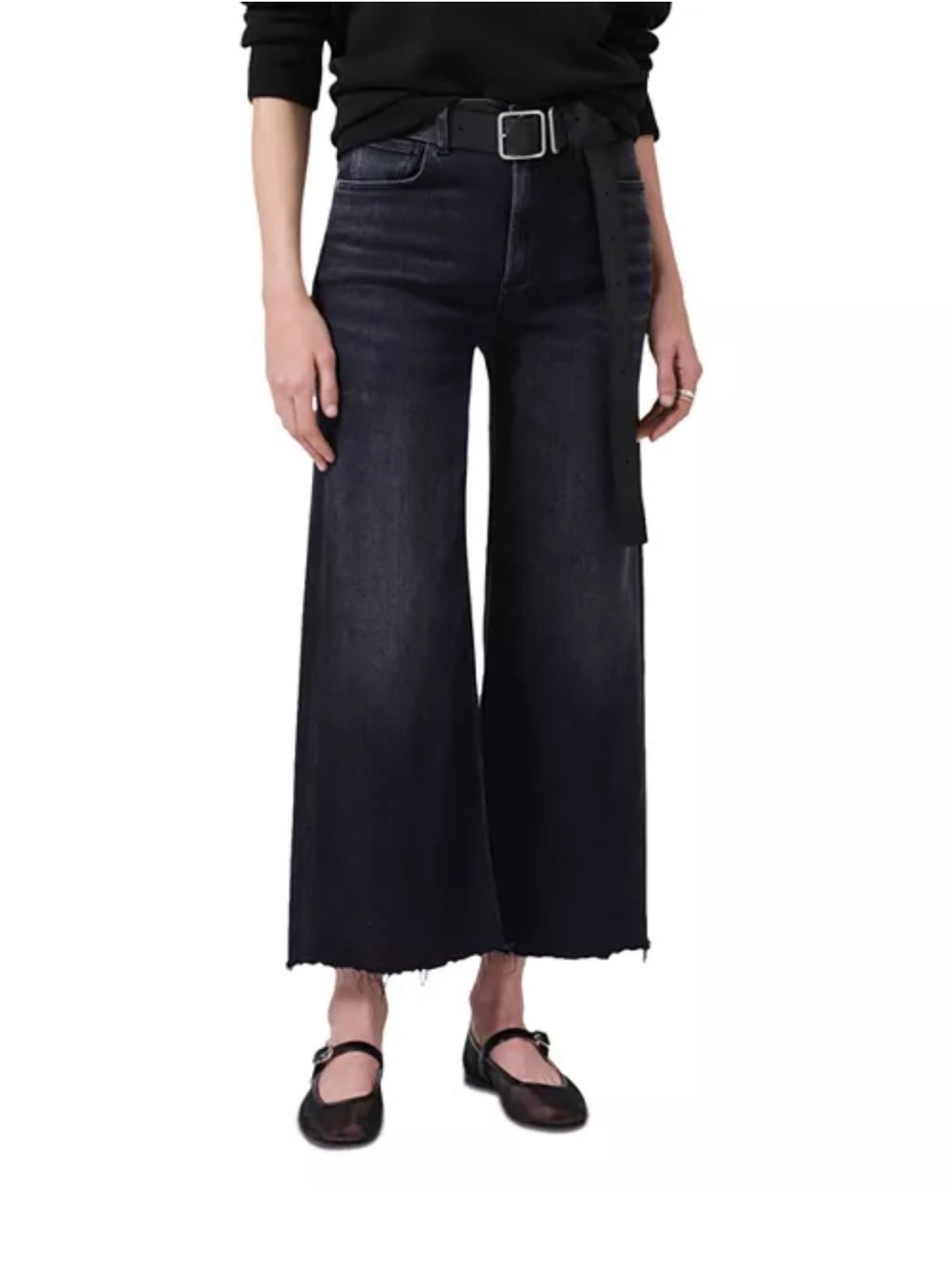 Citizens of Humanity Lyra High Rise Crop Wide Leg Jeans 31 Black Medallion